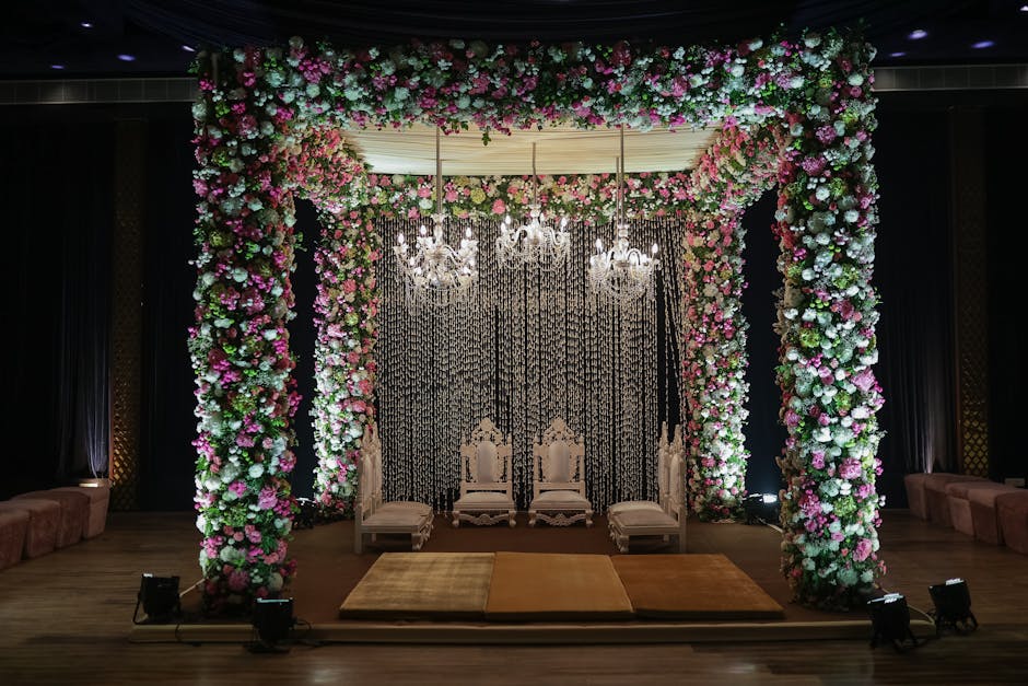 Elegant mandap setup with traditional Rajasthani elements at a Udaipur wedding venue